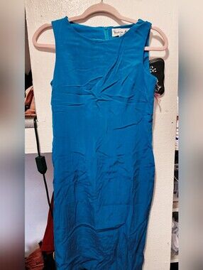 WOMEN'S 80'S/90'S SILK DRESS - BLUE